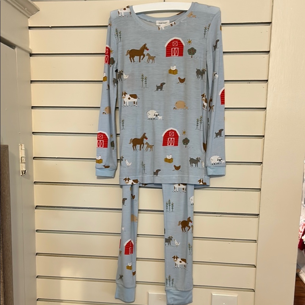Angel Dear Blue and Red Farm-Themed Pajama Set